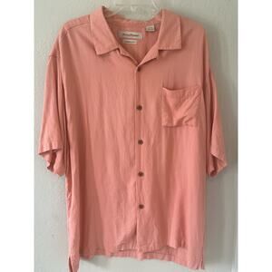 Men's Tommy Bahama Coral 100% Silk Button Down Short Sleeve Shirt Size XL